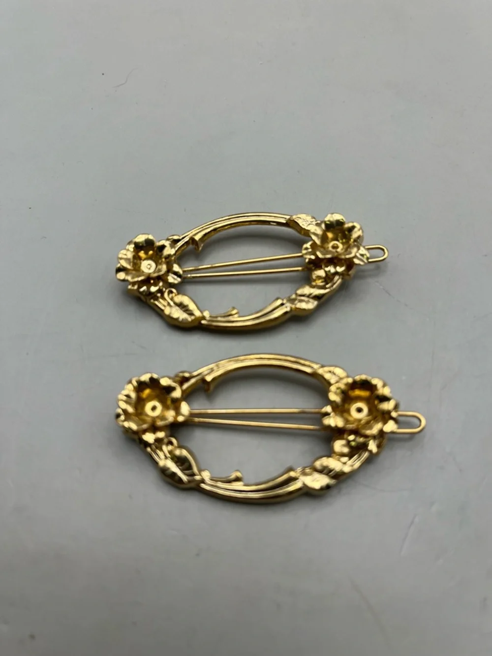 Vintage Ornate Gold-Tone Hair Comb & Barrette Set - Elegant Metal Art for Hair